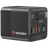 Verbatim Ładowarka sieciowa GaN 65W      2xUSB-C/USB-A + Adapter EU/UK/US czarny/black 32217